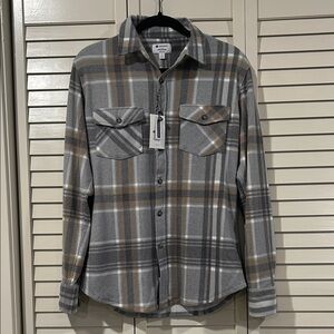 Sperry Men's Plaid Button-Down Shirt in Gray and Brown NWT Size Small